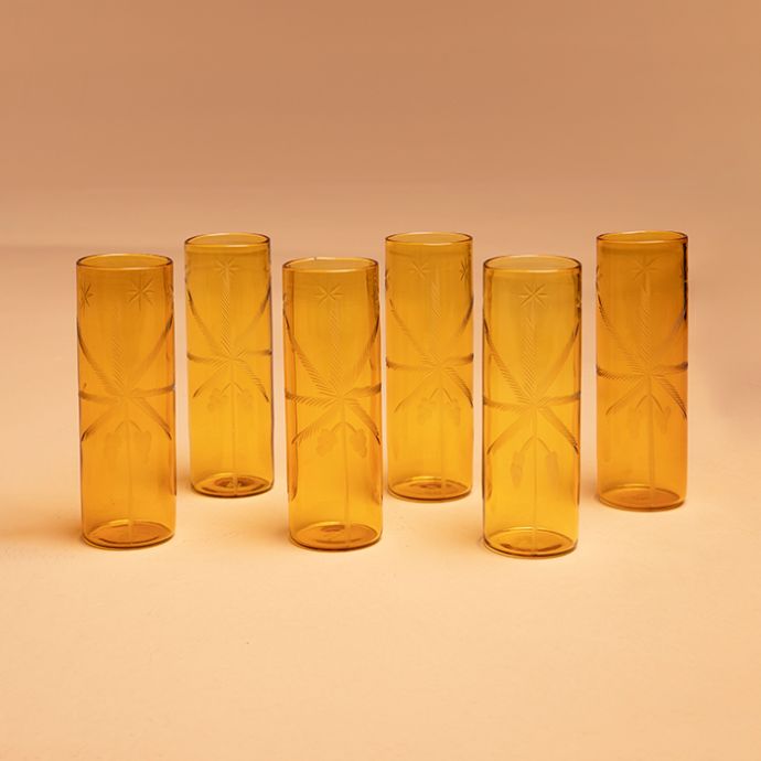 Yellow Palm Glasses - Set of 6