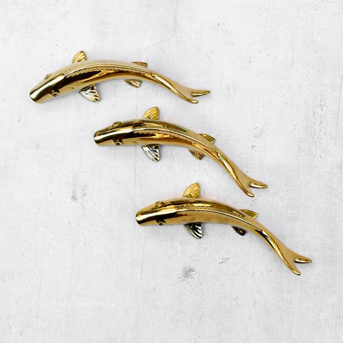 Cleo Gold Fish Ceramic Wall Sculptures - Set of 3