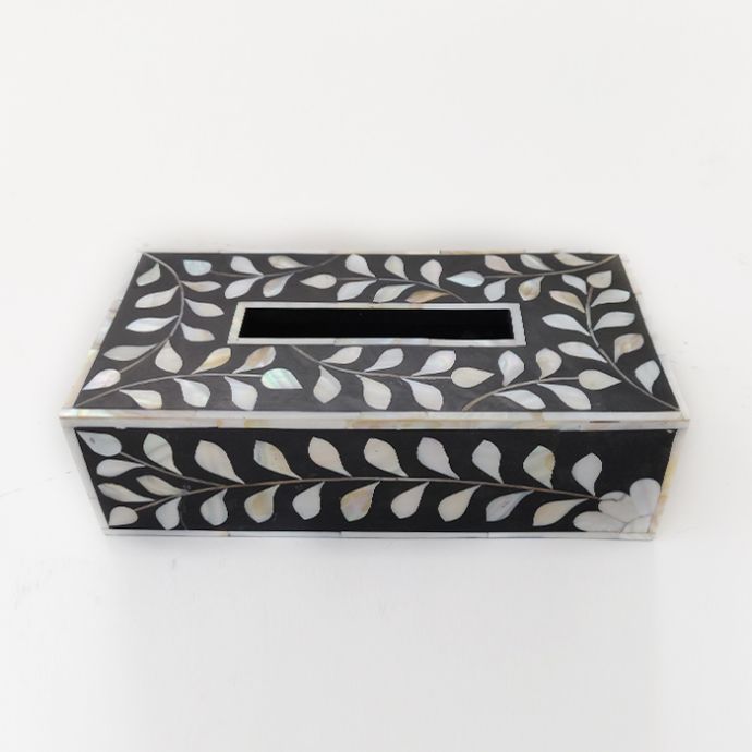 Black and White Inlay Tissue Box