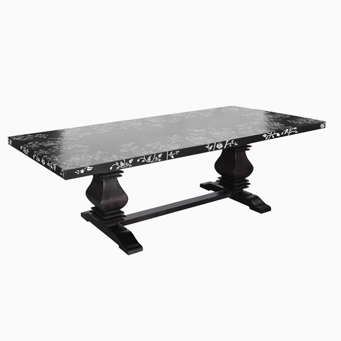 Black and White Inlay Dining Table
