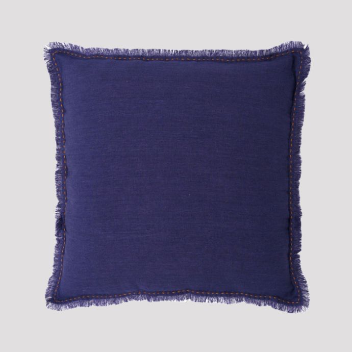Linen Fringe Me Kantha Cushion Cover/ Pillowcase