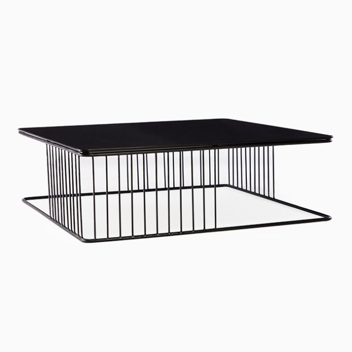 Low Square Coffee Table with Metal Base 