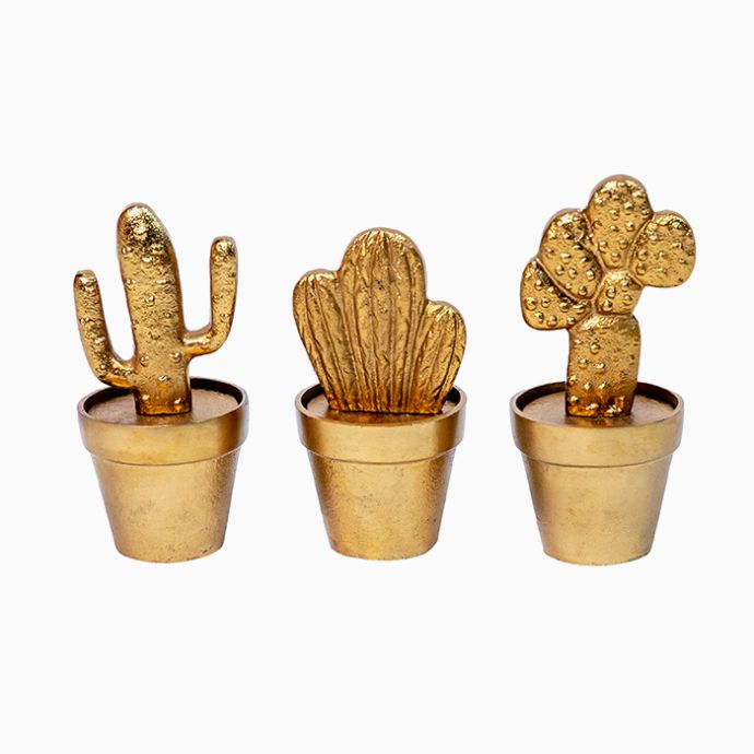 Metal Cactus Sculpture - Set of 3