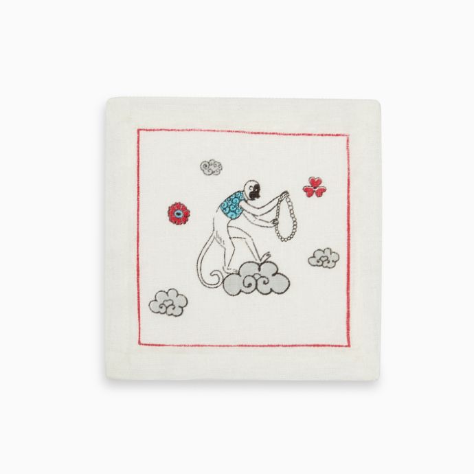 Monkey and a Pearl Necklace Cocktail Napkin - Set of 4 