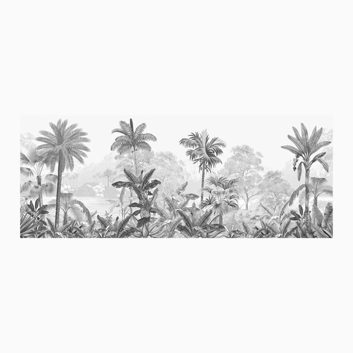 Monochrome Palm Haven Wallpaper