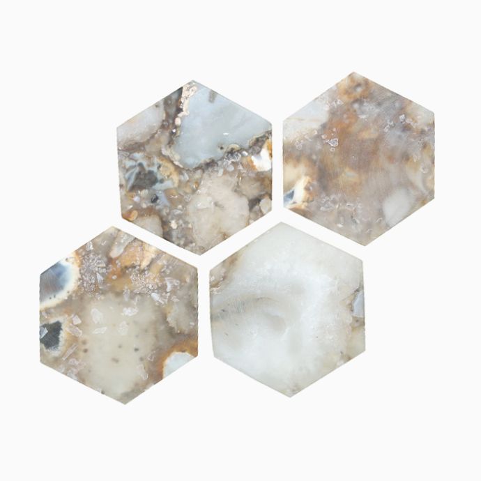 Natural Agate Hexagon Coaster- Set of 4