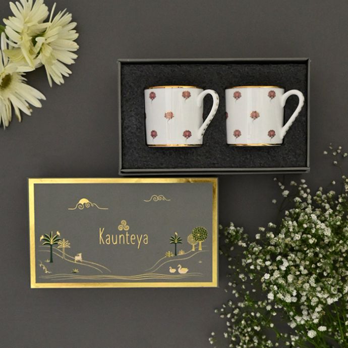 Pichwai Lotus Mini Tea Mugs - Set of 2