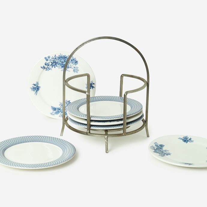 Renata Snack Plate Set with Rack (Set of 6)
