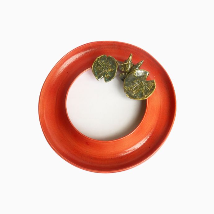 Round Olive Ring with Leaf