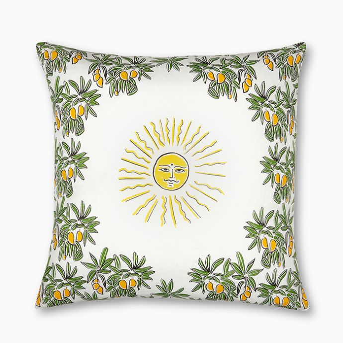 Smirking sun and Mango Grove Cushion Cover