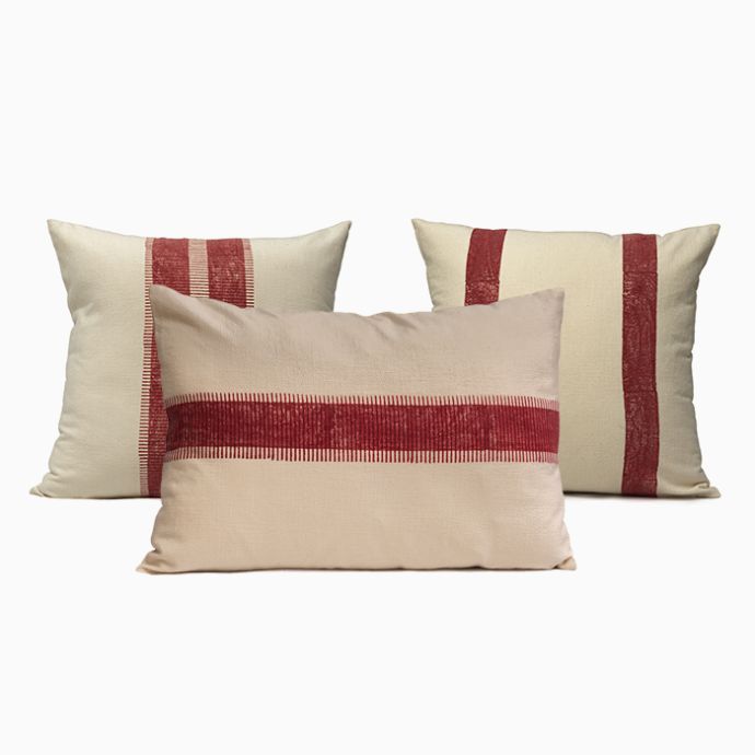 Sunset Block Print Pillows -  Set of 3 