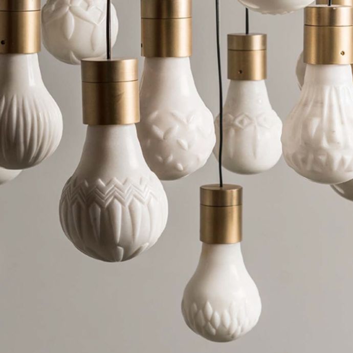 Marble Suspension Bulb - Carved Per Bulb 
