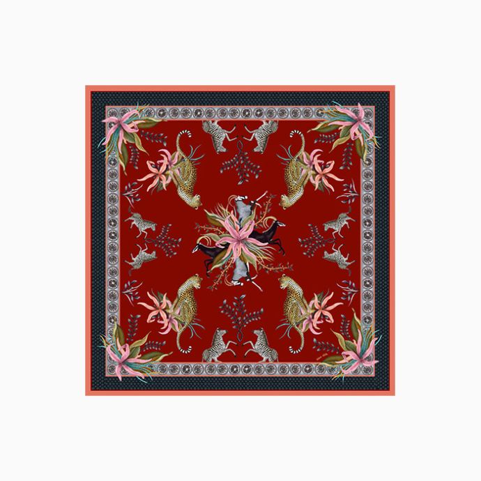 Tablecloth - Leopard Lily Royal Red Square