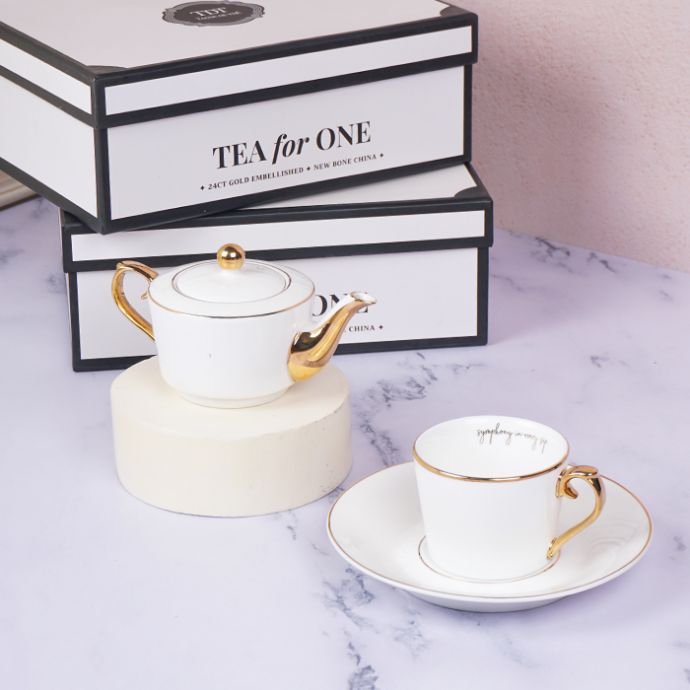 TDT's Signature Ivory White Tea For One, New Bone China Set