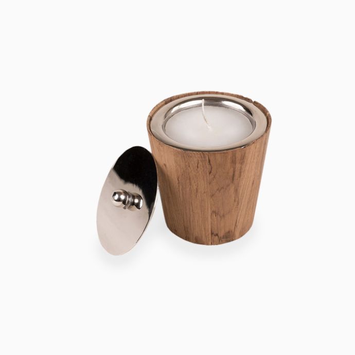 Teak Wood - Trunk Candle With Lid