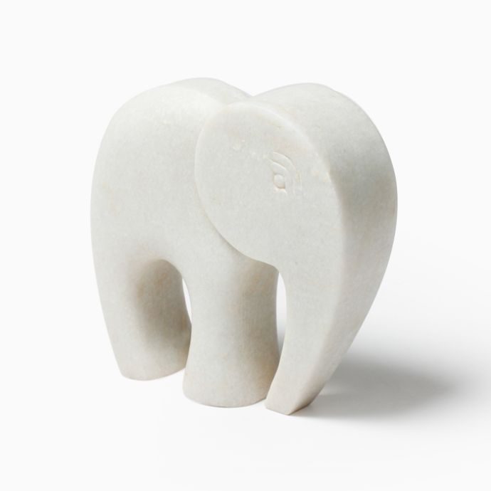 White Marble Elephant Figurine