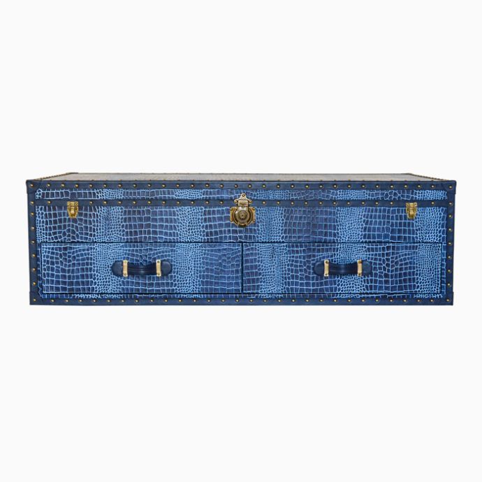 Vintage Trunk Coffee Table - Antique Blue