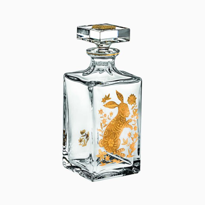Whisky Decanter with Gold Rabbit