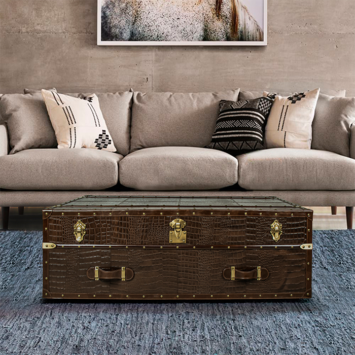 Vintage Coffee Table Trunk in Leather